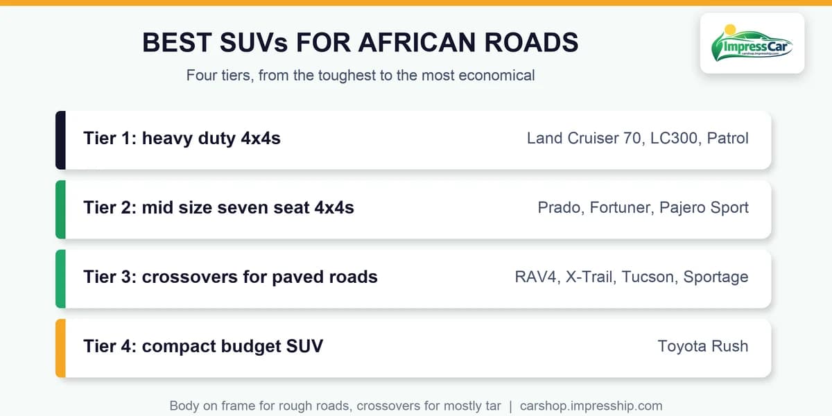 Best SUVs for African roads from Dubai: four tiers compared